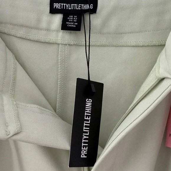 PrettyLittleThing Women's Light Cream Wide-Leg Pants sz 10 - Picture 7 of 9